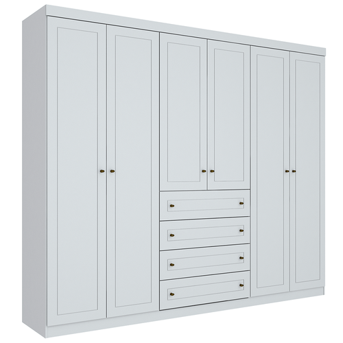 Guarda - Roupa / Roupeiro Henn Americano, 6 Portas, 4 Gavetas, Branco - D205-05