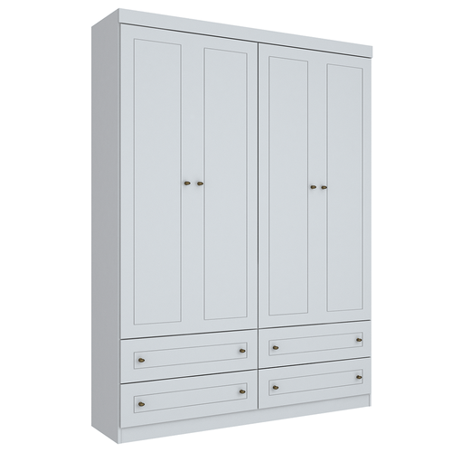 Guarda - Roupa / Roupeiro Henn Americano, 4 Portas, 4 Gavetas, Branco - I113-05