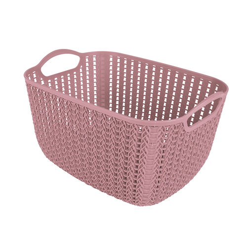Cesto Retangular Mor Trançado Alto Médio Rosa Antigo - 30060146