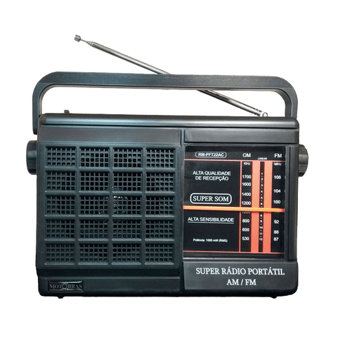 Rádio Portátil Motobras 2 Faixas, AM/FM - RM-PFT22AC Preto