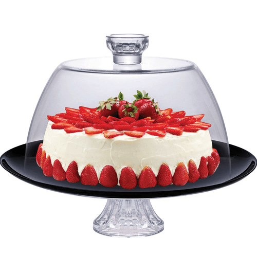 Boleira de Vidro Ruvolo Black 65,50cm x 36cm, com Pedestal e Tampa - 80102-01