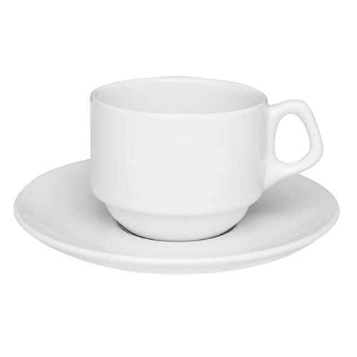 Xícara de Chá Empilhável com Pires Oxford Gourmet 180ml, Porcelana