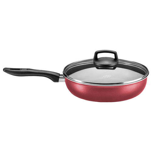 Frigideira MTA Supra 24cm, Alumínio, com Tampa de Vidro, Cereja - 8937