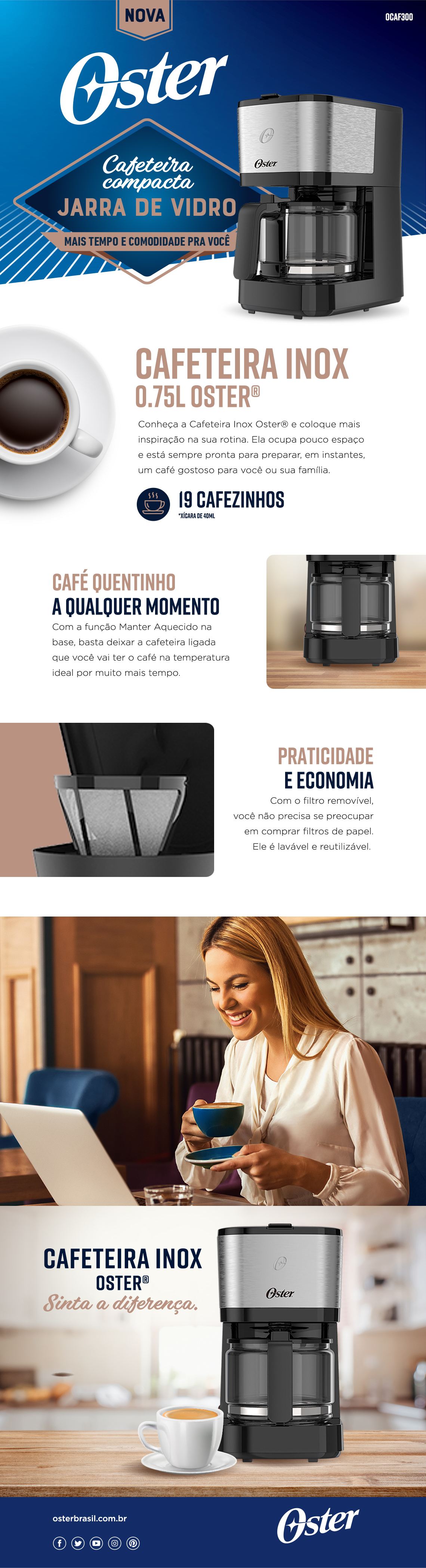 Cafeteira Oster Pequena 19 Cafés em Oferta! - Lojas Afubra |  Eletrodomésticos, Campo e Jardim e mais...