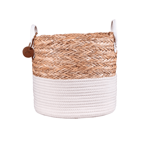 Cesto Organizador Redondo Yoi Seagrass De Corda Com Algodão - 810700070