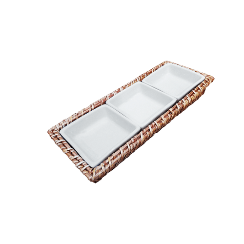 Petisqueira Class Home Rattan 30cm x 12cm com 3 Divisórias- 1270