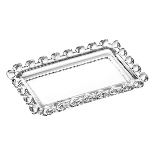 Mini Travessa Retangular Lyor Coração 10,50cm x 6,50cm x 1,50cm, Cristal - 1698