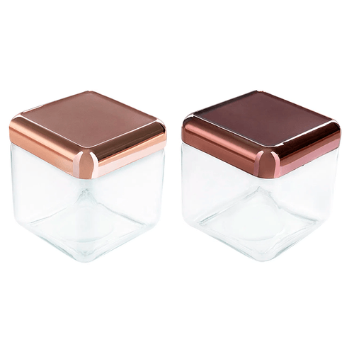 Pote Quadrado de Vidro Invicta Tendenza 750ml, com Tampa Metálica, Sortido - 101528212121