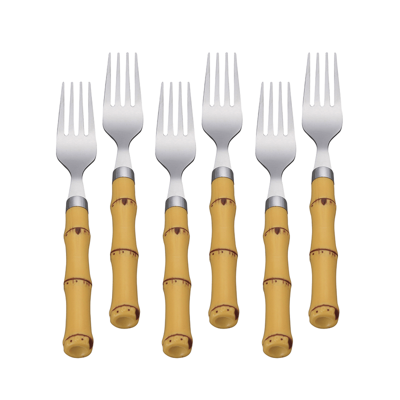 Conjunto de Garfos de Mesa Lyor 6 Peças, em Aço Inox Dourado com Cabo  Plástico Bambu - 1794 - Lojas Afubra