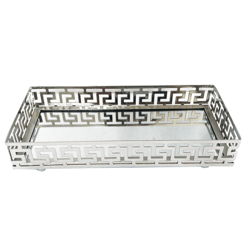 Bandeja Retangular Espelhada Class Home 29,50cm x 16,50cm, Prateada - 1344