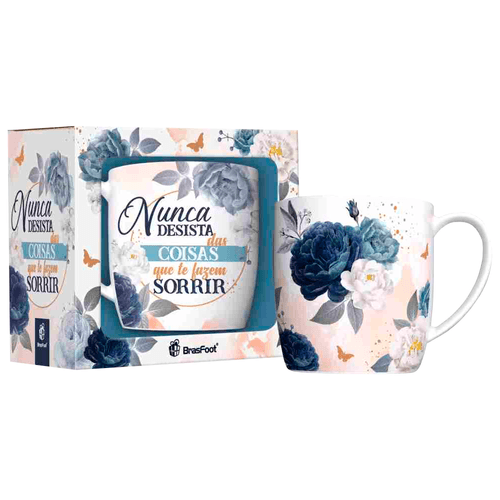 Caneca Urban Brasfoot Coisas que te Fazem Sorrir 360ml, Porcelana - 10886