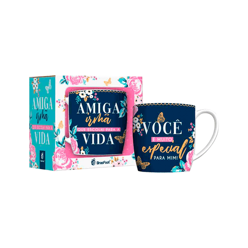 Caneca Urban Brasfoot Amiga Irmã 360ml, Porcelana - 10883