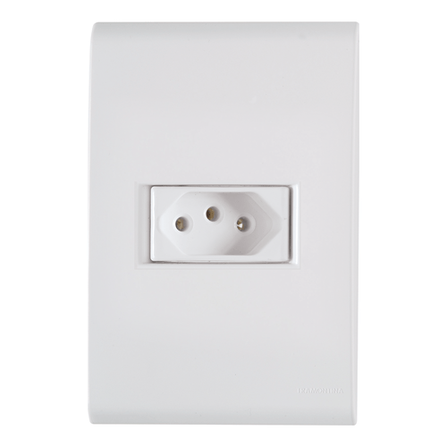 Conjunto 4x2 Tramontina com Tomada Liz 2 Pinos + Terra 10A 250V Branco - 57170/210