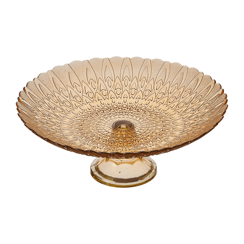 Centro de Mesa com Pé de Vidro Vitazza 39cm x 20cm, Ambar - 1460T-AB