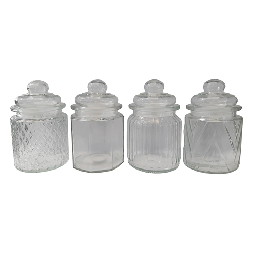 Conjunto de Potes Redondo Vidro Casa Ambiente 4 Peças 300ml - POVI082