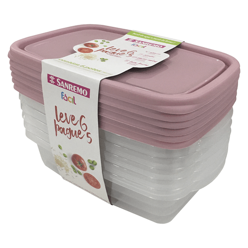 Conjunto de Potes Plásticos Sanremo 6 Peças, Sortido - SR165/7