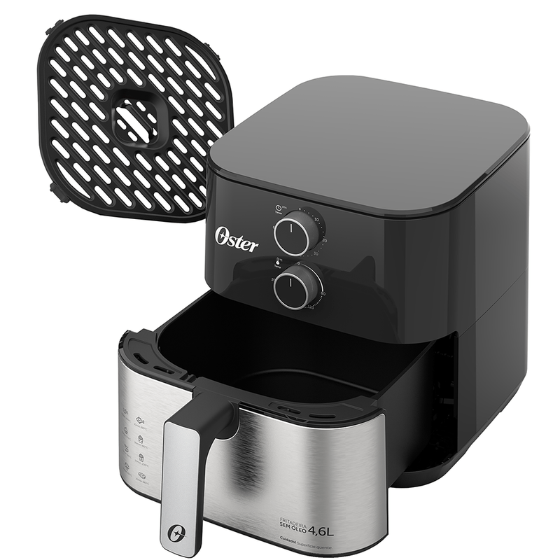 Fritadeira Sem Óleo Black & Inox 1500w 127v 4,8 Litros - Oster - lojasmel