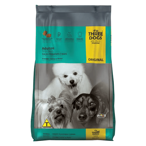 Ração Hercosul Three Dogs Original Especial Premium, Frango, Carne e Arroz 1Kg