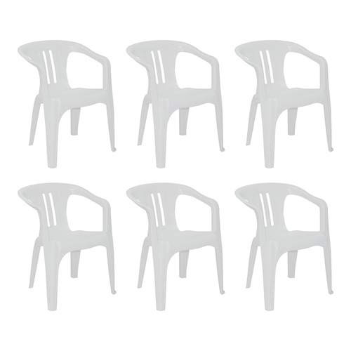 Conjunto com 06 Cadeiras Plásticas Maricá Tramontina Branca - 92200/010