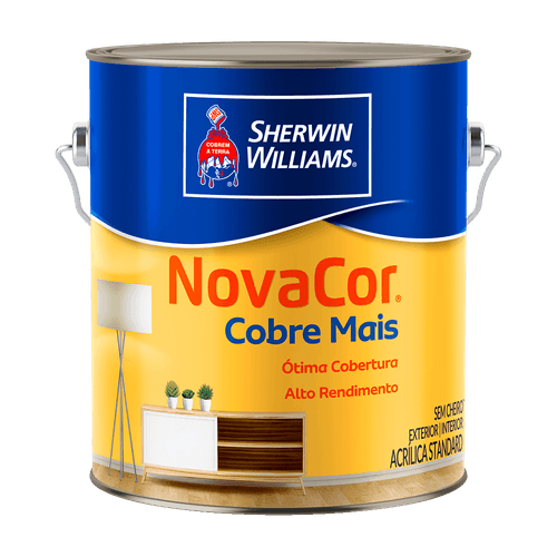 Tinta Acrílica Standard Sherwin-Williams Novacor Cobre Mais Fosco Branco 3,6L - 38593101