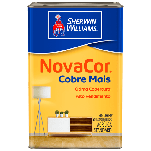 Tinta Acrílica Standard Sherwin-Williams Novacor Cobre Mais Fosco Branco 18L - 38593106