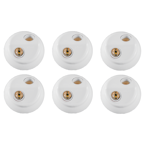 Kit Com 6 Plafons Ilumi Com Base Para 2 Lâmpadas E27 100W 250V, Branco - 18092