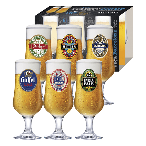 Conjunto De Taças Para Cerveja Ruvolo Barcelona 370ml, Vidro, 6 Peças - 6080719