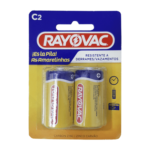 Pilha Comum Média C Rayovac com 2 unidades