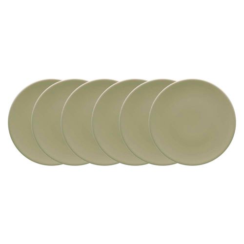 Conjunto de 6 Pratos Lanches 19cm Oxford Unni Oliva, Cerâmica
