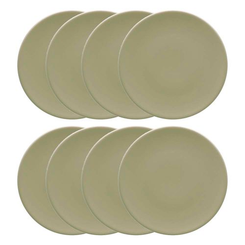 Conjunto de 8 Pratos Lanches 19cm Oxford Unni Oliva, Cerâmica