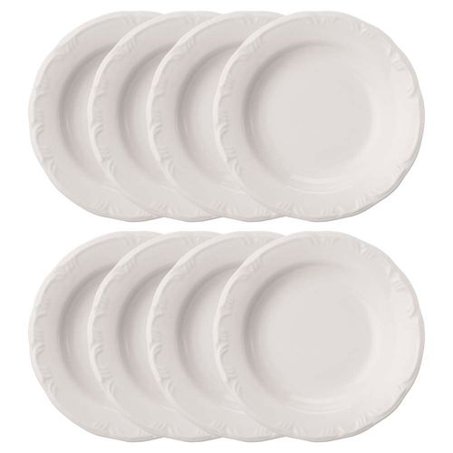 Conjunto de 8 Pratos Fundos 23cm Schmidt Pomerode, Porcelana