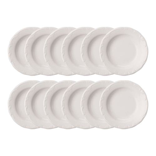 Conjunto de 12 Pratos Fundos 23cm Schmidt Pomerode, Porcelana