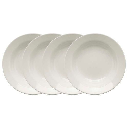 Conjunto de 4 Pratos Fundos 22cm Biona Donna Branco, Cerâmica