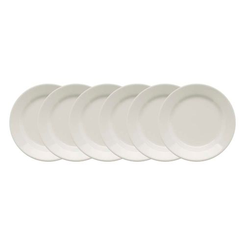 Conjunto de 6 Pratos Lanches 19cm Biona Donna Branco, Cerâmica