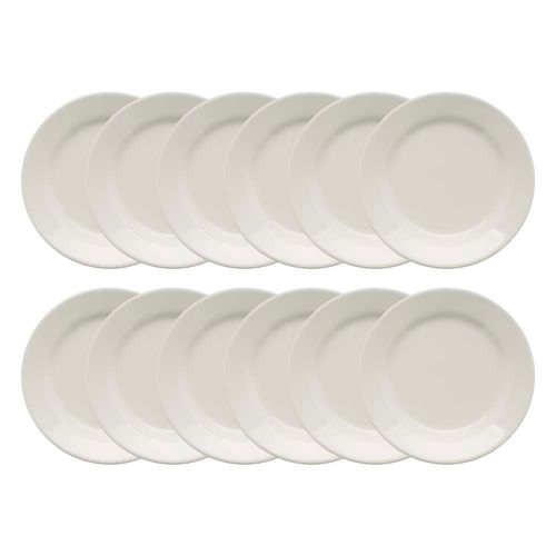Conjunto de 12 Pratos Lanches 19cm Biona Donna Branco, Cerâmica