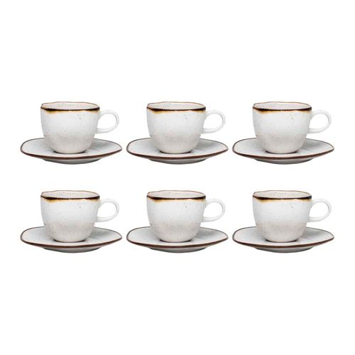 Conjunto De 6 Xícaras Com Pires 220ml Oxford Ryo Maresia, Porcelana
