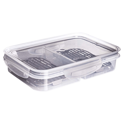 Pote Hermético Retangular Plasútil 1l, Com Divisória E Escorredor - 14294