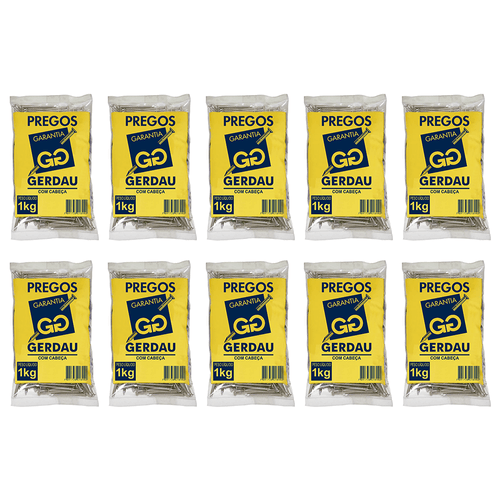 Kit Com 10kg De Prego Com Cabeça Gerdau 25x72