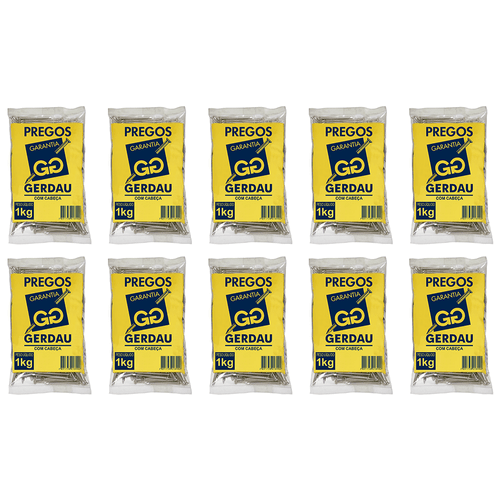 Kit Com 10kg De Prego Com Cabeça Gerdau 14x18
