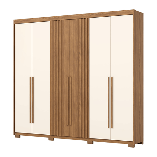 Guarda - Roupa / Roupeiro Henn Norton, 6 Portas, 4 Gavetas, Nature / Off White - D325-127