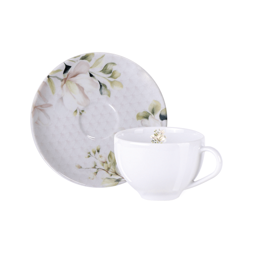 Xícara De Chá Com Pires Tramontina Magnólia 250ml, Porcelana - 96580/063
