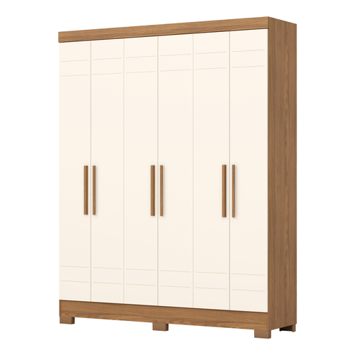 Guarda Roupa / Roupeiro Briz B369-127, 6 Portas, Nature/Off White