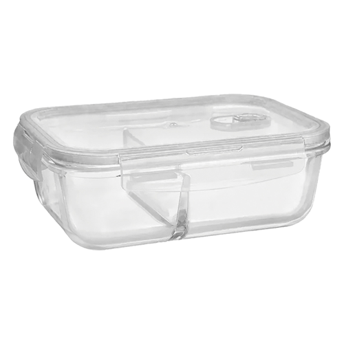 Pote Retangular Mimo 640ml, Com Divisória, Vidro Borossilicato, Com Tampa - 9761