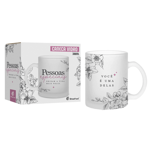 Caneca Diamond Brasfoot Pessoas Especiais 300ml, Vidro - 13912