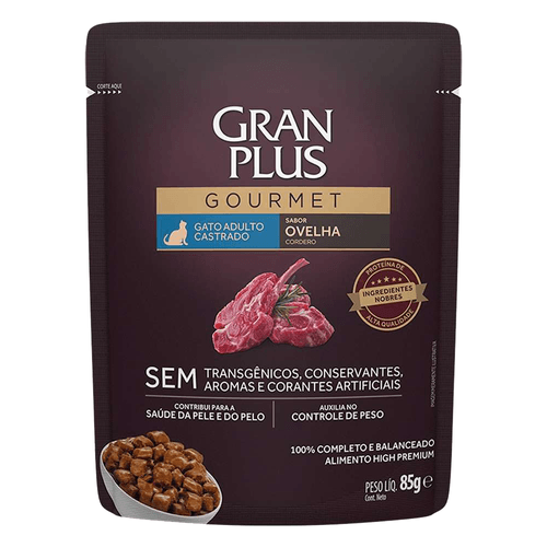Sachê Granplus Gourmet Para Gatos Castrados, Ovelha 85 Gramas