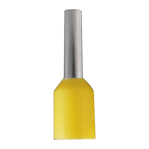 Terminal Ilhos Simples Tubular Longo 25mm 89A Amarelo 50 Peças*Tp3491