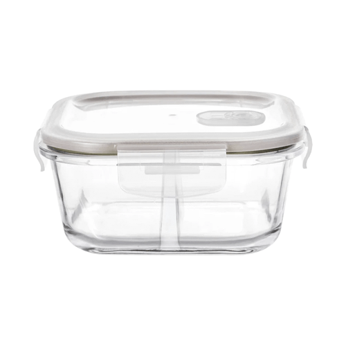 Pote Hermético Quadrado De Vidro Borossilicato Dynasty 520ml Com Tampa E Divisória - 30205