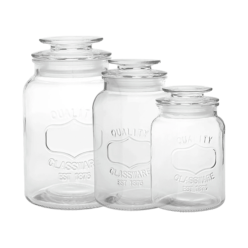 Conjunto De Potes De Vidro Mimo, 3 Peças - 9082