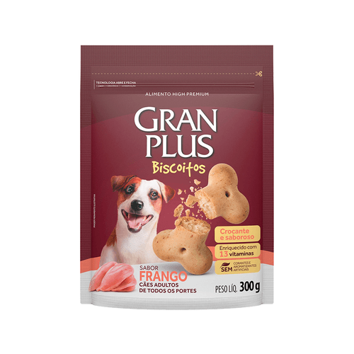 Biscoito Granplus Para Cães Adultos, Frango 300 Gramas