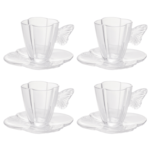 Conjunto Xicara Cha, Com Pires, 4 Peças Butterfly 180ml - 29272